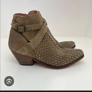 Free People Woven Tan Ankle Boots